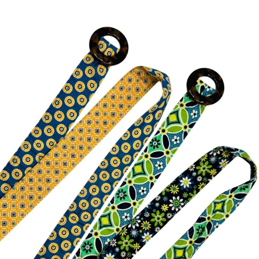 Vera Bradley Fabric O-Ring Belts Women One Size Multicolor Floral Geometric 2pk
